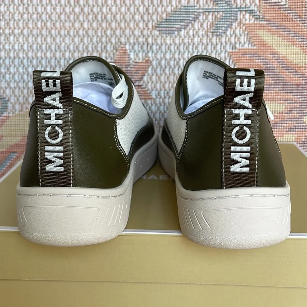 MICHAEL KORS SHEA LACE UP FAUX LEATHER 49F3SHFSIL OLIVE NEW